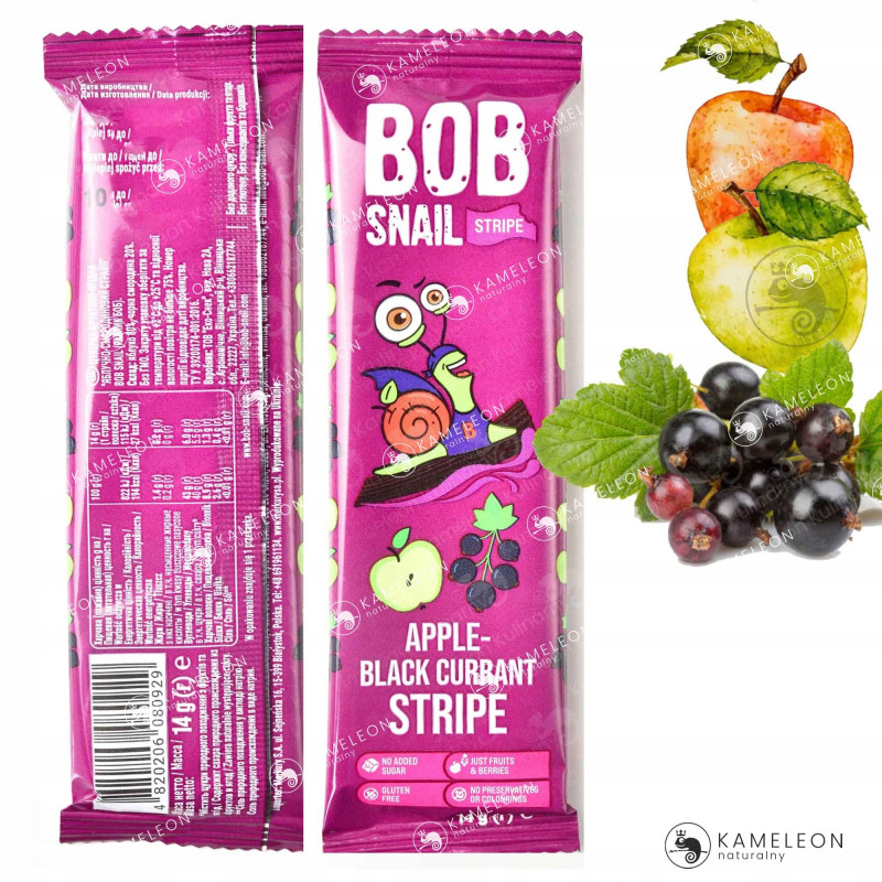 ŚLIMAK BOB SNAIL PRZEKĄSKA OWOCOWA bez cukru glutenu MIX SMAKÓW 14G x 8szt