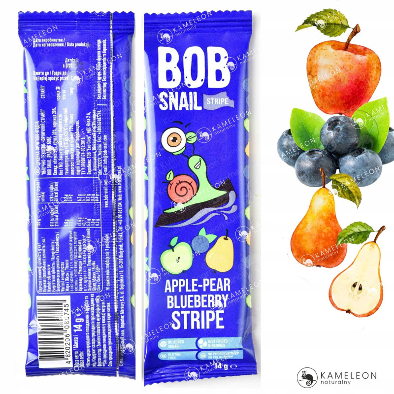 ŚLIMAK BOB SNAIL PRZEKĄSKA OWOCOWA bez cukru glutenu MIX SMAKÓW 14G x 8szt