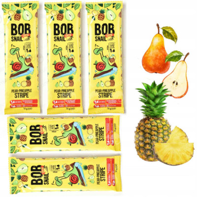 ŚLIMAK BOB SNAIL PRZEKĄSKA OWOCOWA BEZ CUKRU GRUSZKA ANANAS 14G x 5szt