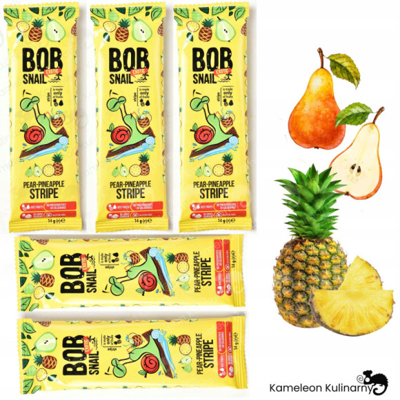 ŚLIMAK BOB SNAIL PRZEKĄSKA OWOCOWA BEZ CUKRU GRUSZKA ANANAS 14G x 5szt ŚLIMAK BOB SNAIL PRZEKĄSKA OWOCOWA BEZ CUKRU GRUSZKA ANANAS 14G x 5szt