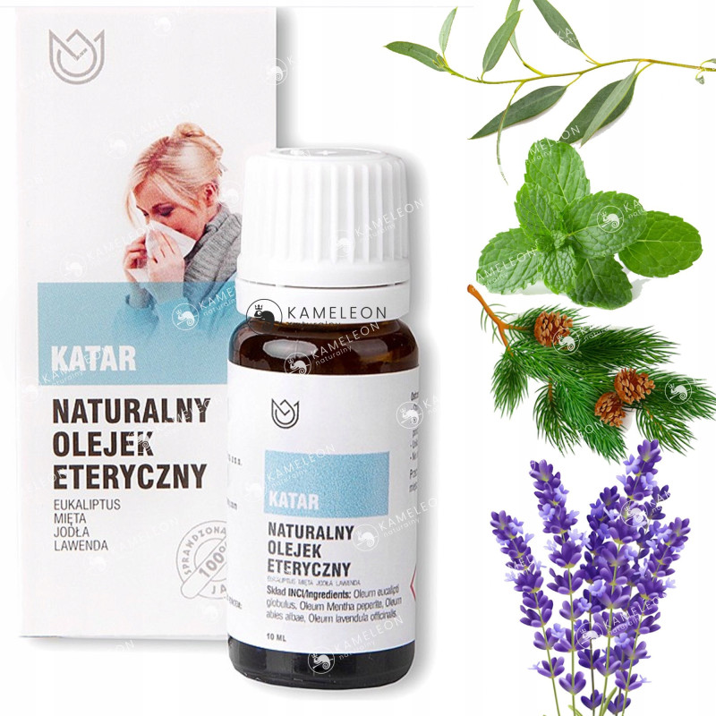 NATURALNY OLEJEK eteryczny mix 5szt: NA KATAR SEN ZMĘCZENIE STRES BÓL GŁOWY