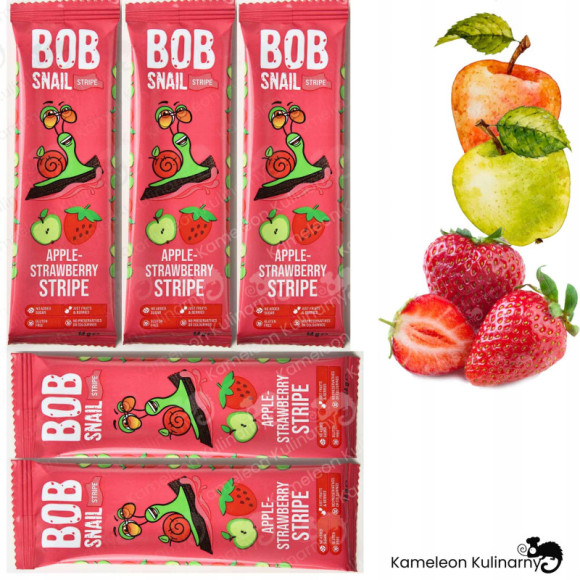 ŚLIMAK BOB SNAIL PRZEKĄSKA OWOCOWA BEZ CUKRU Jabłko Truskawka 14g x5 70G ŚLIMAK BOB SNAIL PRZEKĄSKA OWOCOWA BEZ CUKRU Jabłko Truskawka 14g x5 70G