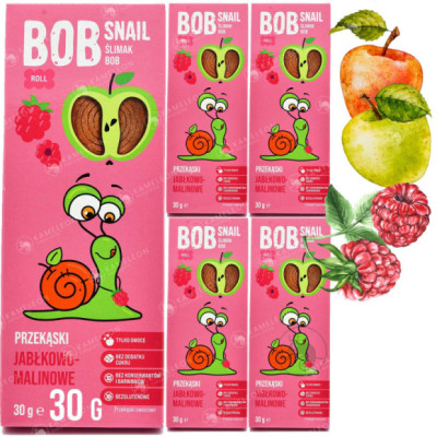 ŚLIMAK BOB SNAIL PRZEKĄSKA OWOCOWA bez cukru JABŁKO-MALINA 30G x5 150G