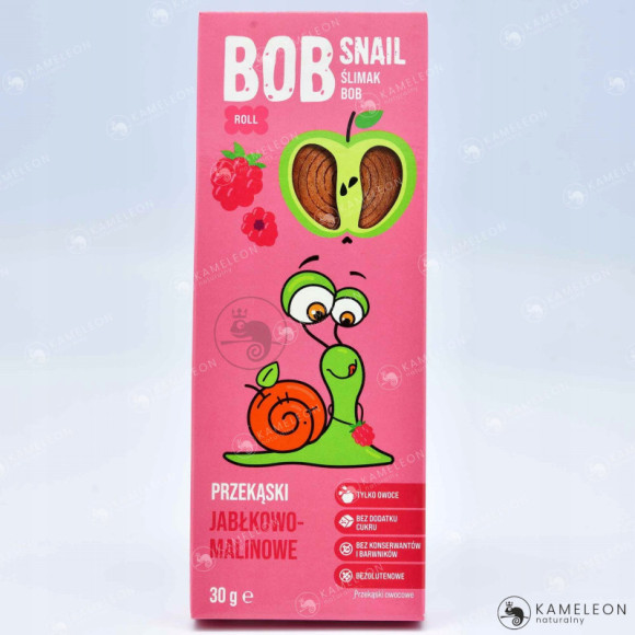 ŚLIMAK BOB SNAIL PRZEKĄSKA OWOCOWA bez cukru JABŁKO-MALINA 30G x5 150G ŚLIMAK BOB SNAIL PRZEKĄSKA OWOCOWA bez cukru JABŁKO-MALINA 30G x5 150G