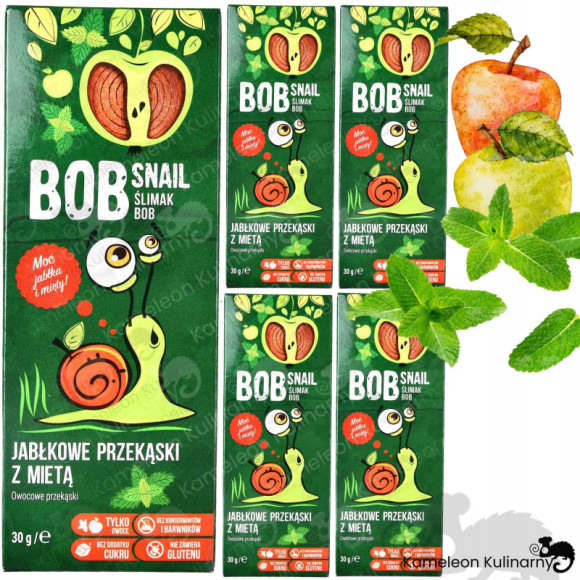 ŚLIMAK BOB SNAIL PRZEKĄSKA OWOCOWA BEZ CUKRU JABŁKO-MIĘTA 30G x 5szt 150G ŚLIMAK BOB SNAIL PRZEKĄSKA OWOCOWA BEZ CUKRU JABŁKO-MIĘTA 30G x 5szt 150G
