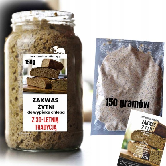 ZAKWAS ŻYTNI naturalny ZESTAW worek lniany papier