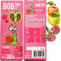 ŚLIMAK BOB SNAIL PRZEKĄSKA OWOCOWA bez cukru JABŁKOWO-MALINOWA MALINA 30G