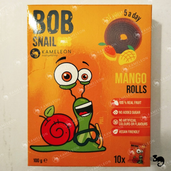 ŚLIMAK BOB SNAIL przekąska owocowa BEZ CUKRU MANGO 100G x4 0,4KG 40szt x10g ŚLIMAK BOB SNAIL przekąska owocowa BEZ CUKRU MANGO 100G x4 0,4KG 40szt x10g