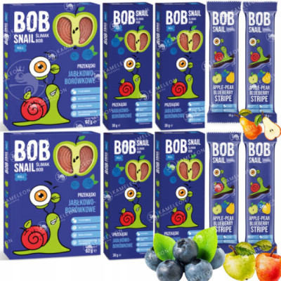 ŚLIMAK BOBSNAIL PRZEKĄSKA JABŁKO BORÓWKA 10szt MIX