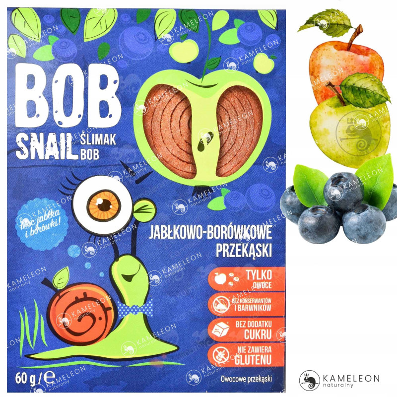 ŚLIMAK BOBSNAIL PRZEKĄSKA JABŁKO BORÓWKA 10szt MIX