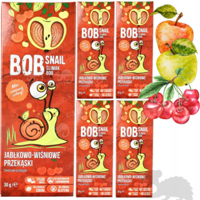 ŚLIMAK BOBSNAIL PRZEKĄSKA JABŁKO-WIŚNIA jabłko Wiśnia bez cukru 30G x5 150G