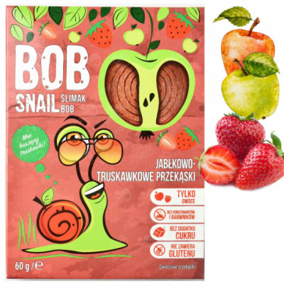 ŚLIMAK BOBSNAIL PRZEKĄSKA owocowa JABŁKOWO-TRUSKAWKOWA Jabłko Truskawka 60G