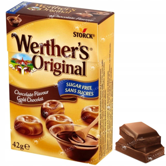 WERTHER's ORIGINAL karmelki CUKIERKI CZEKOLADOWE CHOCOLATE bez cukru 42G WERTHER's ORIGINAL karmelki CUKIERKI CZEKOLADOWE CHOCOLATE bez cukru 42G