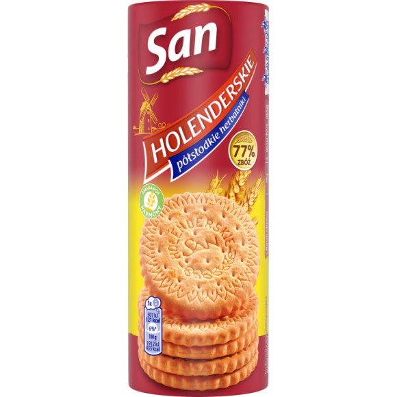 HERBATNIKI HOLENDERSKIE PÓŁSŁODKIE ciastka ciasteczka 77% ZBÓŻ ! SAN 150G HERBATNIKI HOLENDERSKIE PÓŁSŁODKIE ciastka ciasteczka 77% ZBÓŻ ! SAN 150G