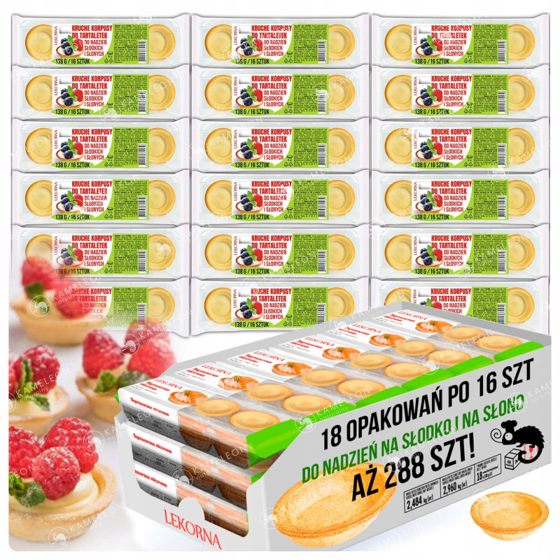 KORPUSY MINI DO TARTALETEK na słodko i na słono 138G x18 2,48KG aż 288szt !