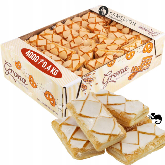 ŁAZANECZKI kruche delikatne CIASTKA Z CIASTA FRANCUSKIEGO 400g 0,4KG GRONA ŁAZANECZKI kruche delikatne CIASTKA Z CIASTA FRANCUSKIEGO 400g 0,4KG GRONA