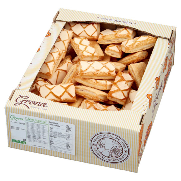 ŁAZANECZKI kruche delikatne CIASTKA Z CIASTA FRANCUSKIEGO 400g 0,4KG GRONA ŁAZANECZKI kruche delikatne CIASTKA Z CIASTA FRANCUSKIEGO 400g 0,4KG GRONA