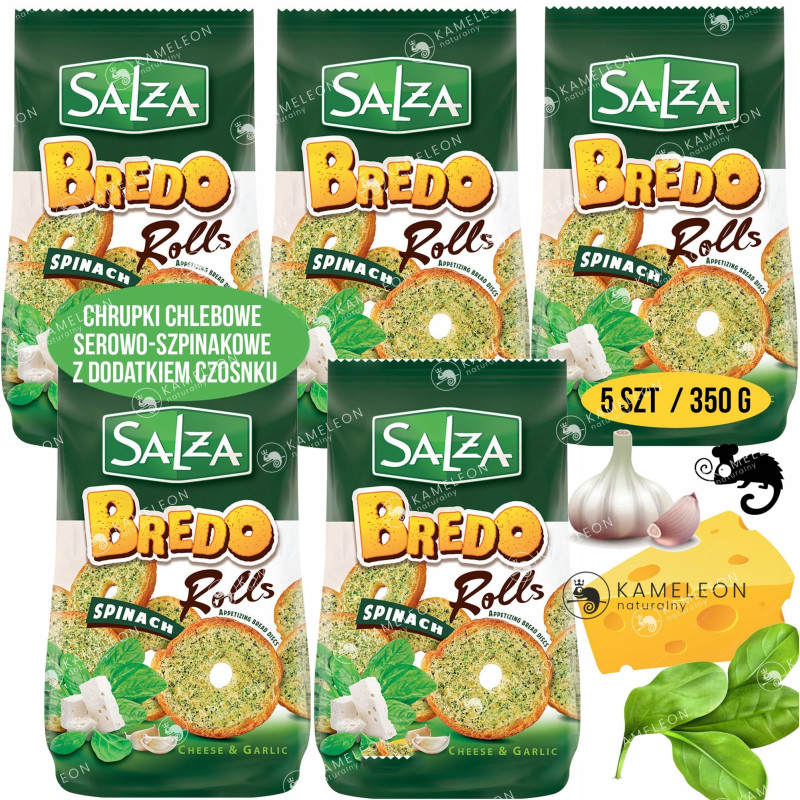 SALZA CHRUPKI BREDO ROLLS SŁONA PRZEKĄSKA szpinak ser czosnek 350G