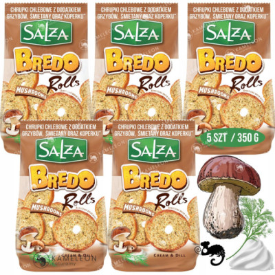 SALZA CHRUPKI CHLEBOWE słona przekąska BREDO ROLLS grzybowe 70g x5 0,35KG