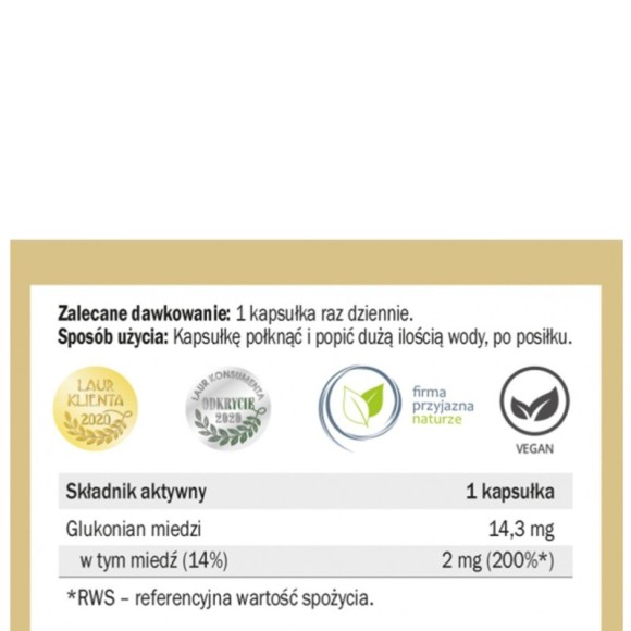 Yango MIEDŹ FORMA ORGANICZNA wprawie UKŁAD NERWOWY