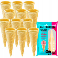 WAFLE WAFELKI DO LODÓW NA LODY chrupkie i lekkie ROŻKI WAFLOWE 12sztuk 53G