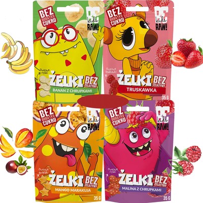 BERAW KIDS zdrowe ŻELKI bez cukru MALINA TRUSKAWKA MANGO