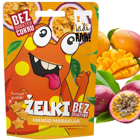 BE RAW KIDS żelki OWOCOWE MANGO MARAKUJA BEZ CUKRU ŻELATYNY