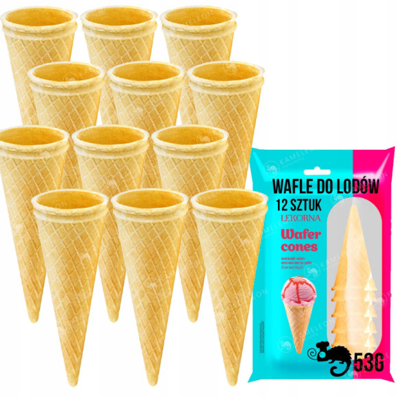 WAFLE WAFELKI DO LODÓW ROŻKI WAFLOWE 12szt 53G x14opak na 168 LODY! 0,74KG