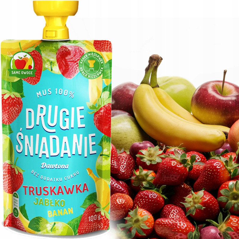 ZESTAW SŁODYCZY SMAK TRUSKAWKA mix 5szt MUS LIZAK BATON GALARETKA PRZEKĄSKA