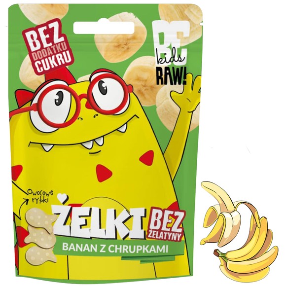 BE RAW KIDS zdrowe ŻELKI BEZ CUKRU ŻELATYNY mix 4 smaków