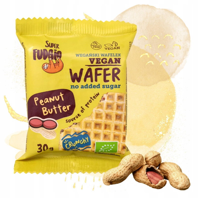 EKO WAFELEK Z KREMEM KAKAO ORZECH BEZ CUKRU SŁODZONE DAKTYLAMI 30G FUDGIO