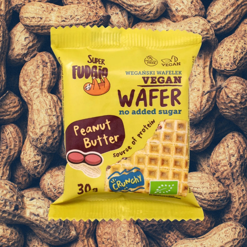 EKO WAFELEK Z KREMEM KAKAO ORZECH BEZ CUKRU SŁODZONE DAKTYLAMI 30G FUDGIO