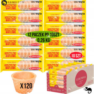 KOSZYCZKI WAFLOWE UNIWERSALNE bez cukru WAFLE WAFELKI 4,5x3cm 120szt 0,26KG