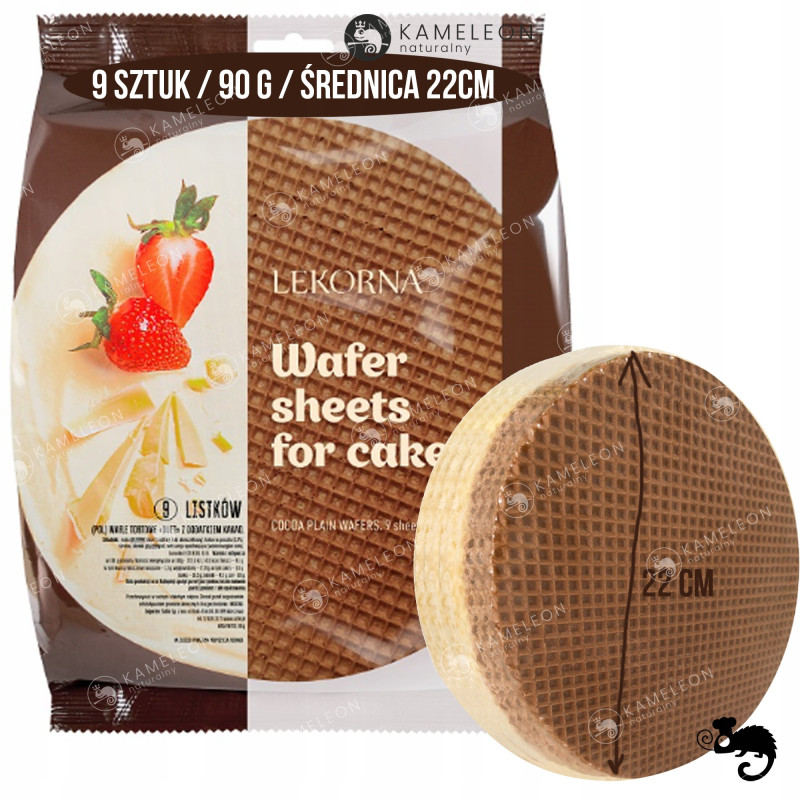 WAFLE TORTOWE DUET klasyczne z kakao 22cm 9szt 90G