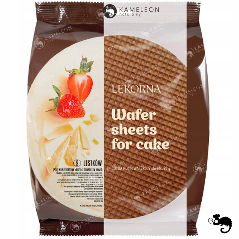 WAFLE TORTOWE DUET klasyczne z kakao 22cm 9szt 90G