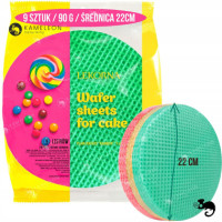 WAFLE TORTOWE RAINBOW KOLOROWE TĘCZA tęczowe 22cm 9szt 90G LECORNA