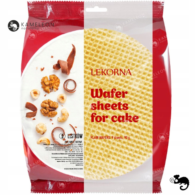 WAFLE TORTOWE SUCHE KLASYCZNE JASNE do deserów wafelków wafli 22cm 9szt 90G