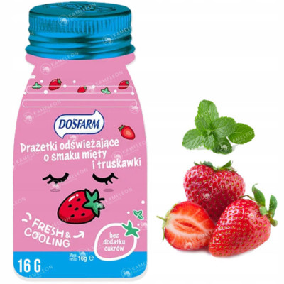 CUKIERKI DRAŻE DRAŻETKI ODŚWIEŻAJĄCE truskawka + mięta 16g