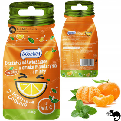 CUKIERKI DRAŻE ODŚWIEŻAJĄCE Mandarynka + Mięta + Witawina C - BEZ CUKRU 16G