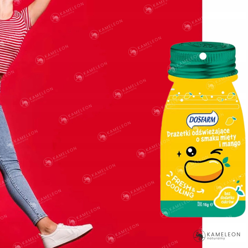 CUKIERKI DRAŻE ODŚWIEŻAJĄCE mango mięta BEZ CUKRU