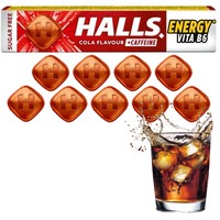 HALLS COLA + KOFEINA ENERGY cukierki w kofeiną i wit b6 BEZ