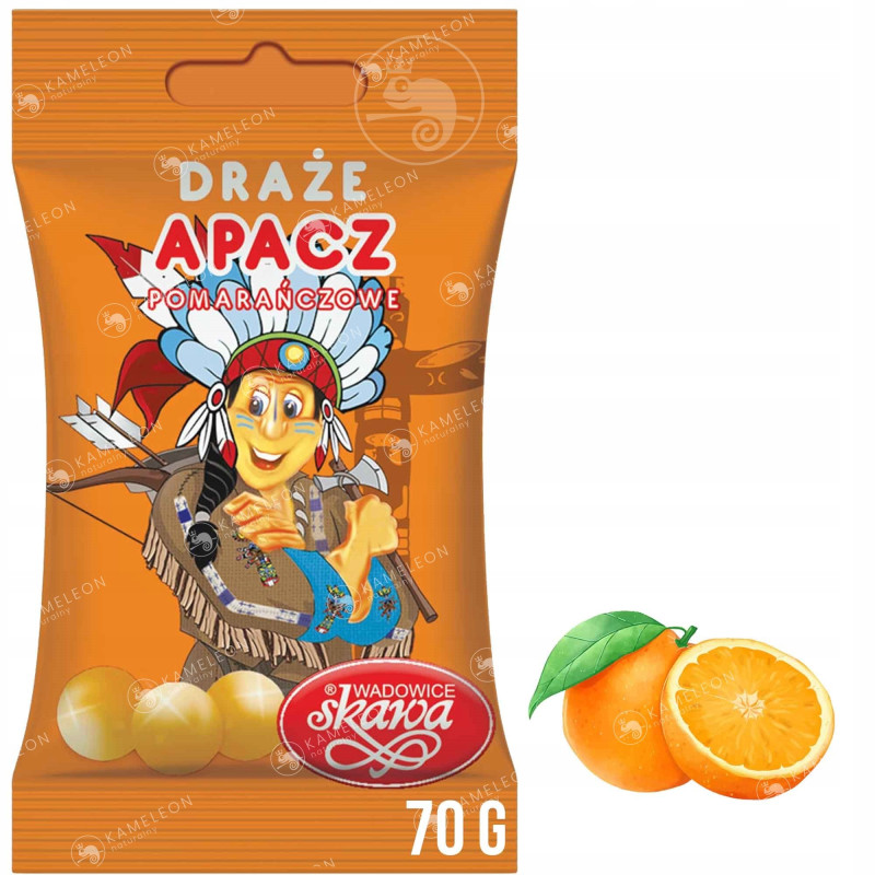 DRAŻE cukierki pomarańczowe APACZE SKAWA 1szt. 70g