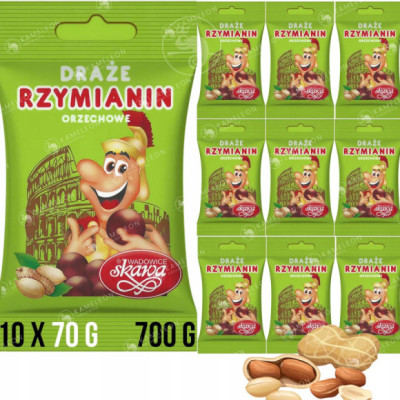DRAŻE cukierki słodycze orzechowe RZYMIANIN SKAWA 70g x10szt 700g 0,7KG