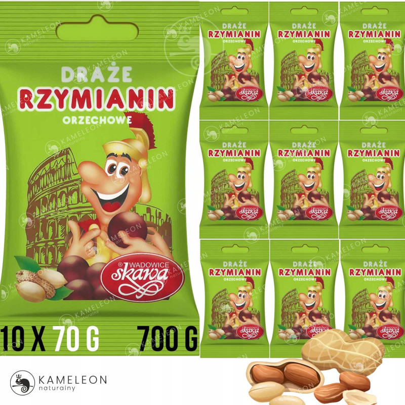 DRAŻE cukierki słodycze orzechowe RZYMIANIN SKAWA 70g x10szt 700g 0,7KG