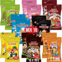 DRAŻE CUKIERKI SŁODYCZE Skawa MIX RÓŻNYCH SMAKÓW 16szt po 70G 1100g 1,1KG