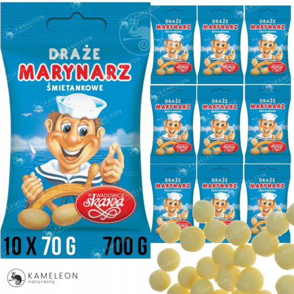 DRAŻE cukierki śmietankowe MARYNARZE Skawa 70g x10szt 700g 0,7KG DRAŻE cukierki śmietankowe MARYNARZE Skawa 70g x10szt 700g 0,7KG