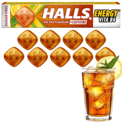 Kopia - HALLS ENERGY cukierkiz kofeiną i wit b6 smak ICE