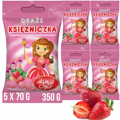 DRAŻE KSIĘŻNICZKA jogurtowe smak truskawkowy SKAWA 70g x 5szt 350g 0,35KG