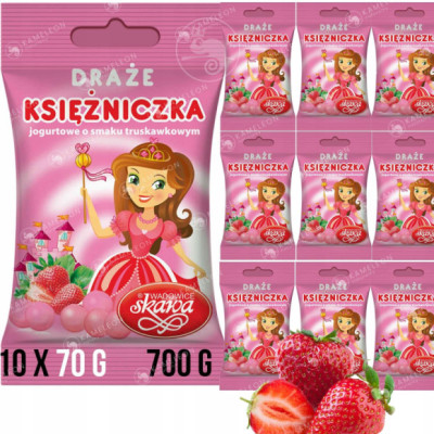 DRAŻE KSIĘŻNICZKA jogurtowe truskawkowe SKAWA 70g x10szt 700g 0,7KG