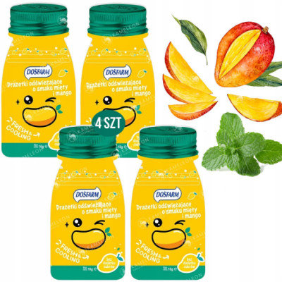 DRAŻE ODŚWIEŻAJĄCE mango mięta SORBITOL WITAMINA C 4szt.